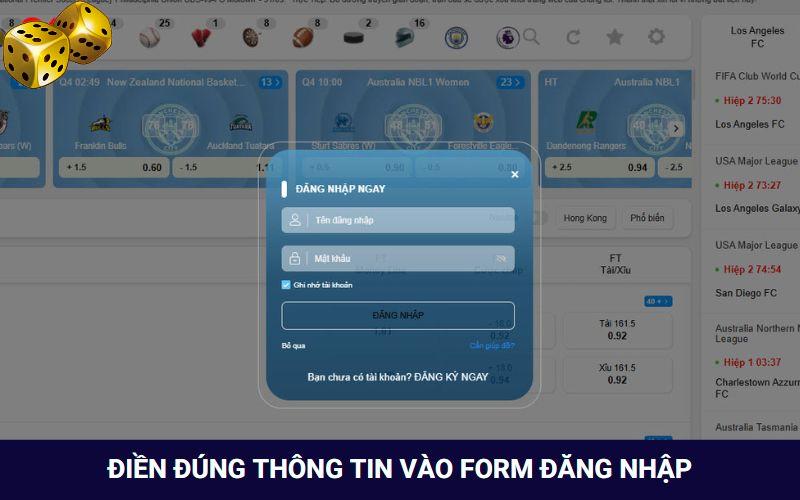 Điền thông tin tài khoản Go8 chính xác